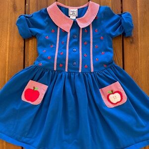 Like New Cotton Kids Apple Dress, red/blue - Toddler Size 4